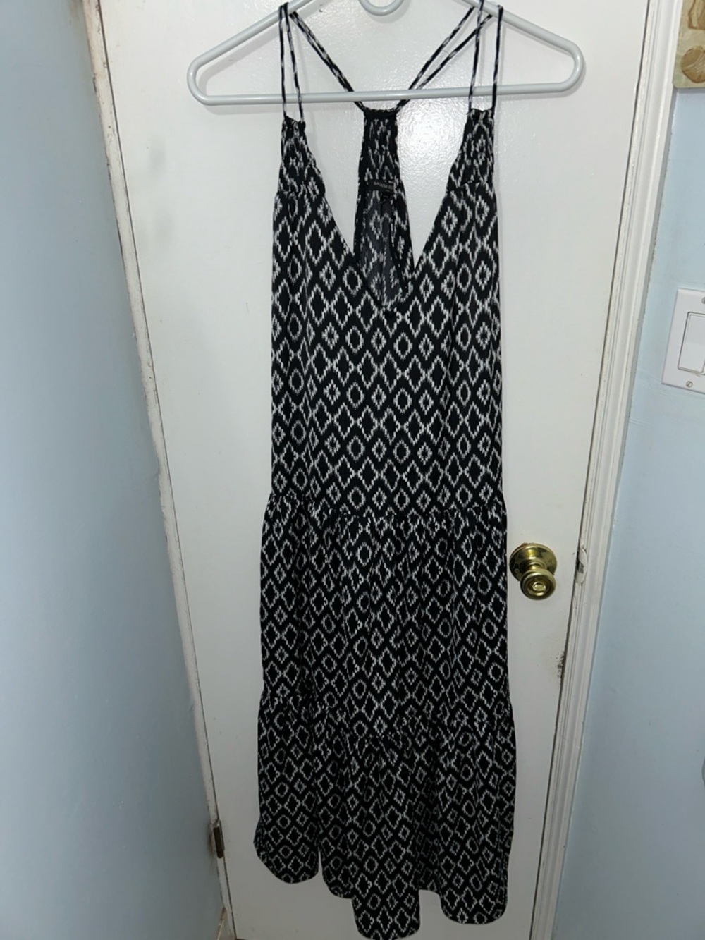 Banana Republic Black and White Diamond Print Maxi Dress